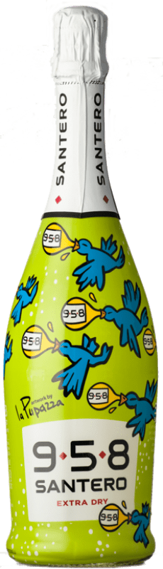 9,95 € Бесплатная доставка | Белое игристое Santero 958 Extradry La Pupazza Birds Экстра сухой D.O.C. Piedmont Пьемонте Италия Bacca White бутылка 75 cl