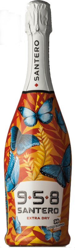 8,95 € Бесплатная доставка | Белое игристое Santero 958 Extradry Calavera Bormida Butterflies Экстра сухой D.O.C. Piedmont Пьемонте Италия Bacca White бутылка 75 cl