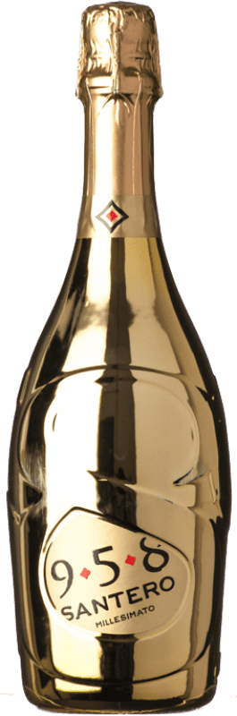 9,95 € Free Shipping | White sparkling Santero 958 Extradry Millesimato Gold Extra Dry D.O.C. Piedmont Piemonte Italy Bacca White Bottle 75 cl