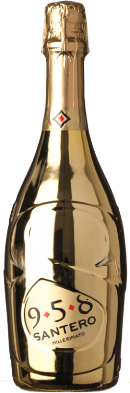 14,95 € Free Shipping | White Sparkling Wine Santero 958 Extra Dry Gold Edition, Millesimato D.O.C. Piedmont Piemonte Italy Bacca 75 cl