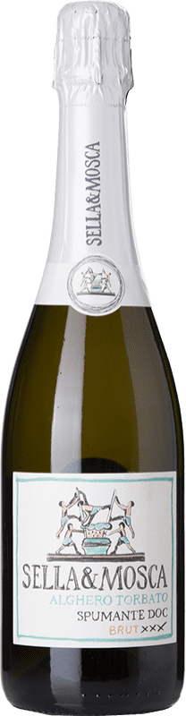 14,95 € Free Shipping | White sparkling Sella e Mosca Brut D.O.C. Alghero Sardegna Italy Bottle 75 cl