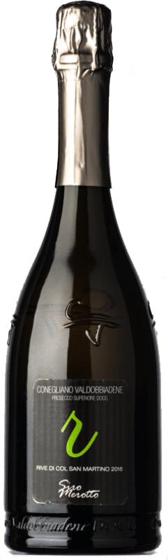 21,95 € 送料無料 | 白スパークリングワイン Siro Merotto Col San Martino Brut D.O.C.G. Prosecco di Conegliano-Valdobbiadene ベネト イタリア Glera ボトル 75 cl