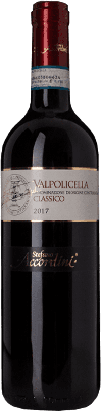 14,95 € Spedizione Gratuita | Vino rosso Stefano Accordini Classico D.O.C. Valpolicella Veneto Italia Corvina, Rondinella, Molinara Bottiglia 75 cl