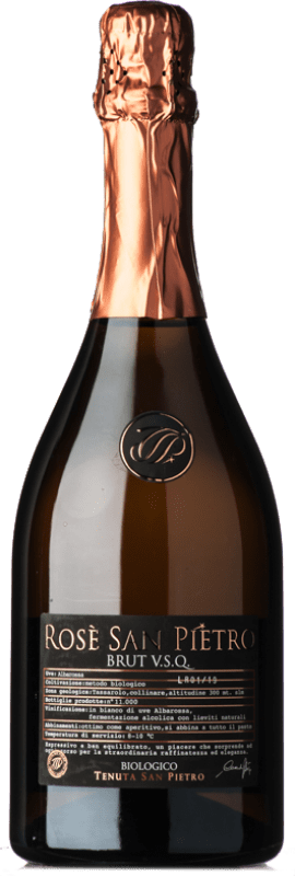 18,95 € Бесплатная доставка | Розовое игристое San Pietro Rosé брют D.O.C. Piedmont Пьемонте Италия Albarossa бутылка 75 cl