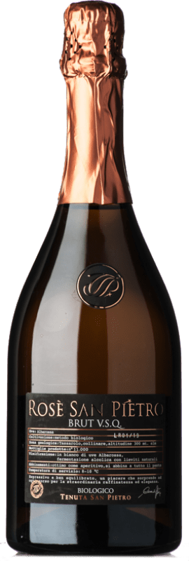 18,95 € 免费送货 | 桃红起泡酒 San Pietro Brut — 起泡酒 干型 Rosé — 桃红葡萄酒 D.O.C. Piedmont 皮埃蒙特 意大利 Albarossa — 阿尔巴罗萨 Eco — 生态 有机 天然 75 cl
