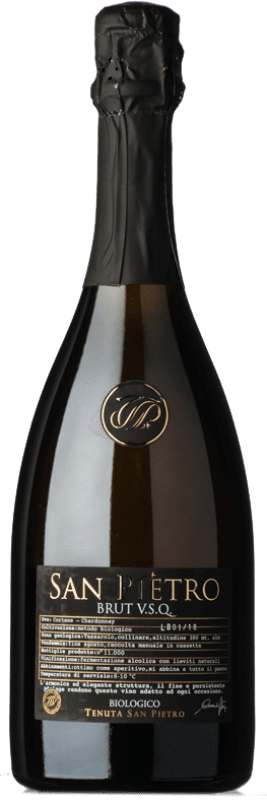 12,95 € Envoi gratuit | Vin Mousseux Blanc San Pietro Brut D.O.C. Piedmont Piémont Italie Chardonnay, Cortese Eco — Biologique Bouteille 75 cl