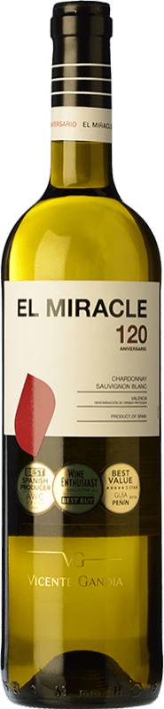 6,95 € Envío gratis | Vino blanco Vicente Gandía El Miracle 120 Blanco Crianza D.O. Valencia Comunidad Valenciana España Chardonnay, Sauvignon Blanca Botella 75 cl