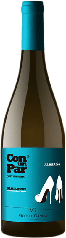 14,95 € Free Shipping | White wine Vicente Gandía Con un Par D.O. Rías Baixas Galicia Spain Albariño Bottle 75 cl