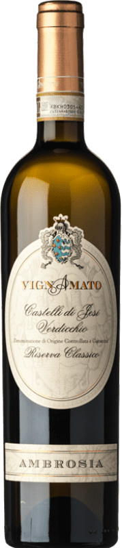 25,95 € 免费送货 | 白酒 Vignamato Ambrosia 预订 D.O.C.G. Castelli di Jesi Verdicchio Riserva 马尔凯 意大利 Verdicchio 瓶子 75 cl