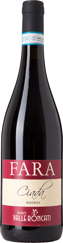 31,95 € Spedizione Gratuita | Vino Rosso Valle Roncati Ciada Riserva D.O.C. Fara Piemonte Italia Nebbiolo, Vespolina, Rara 75 cl