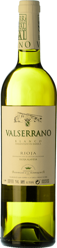 9,95 € Envio grátis | Vinho branco La Marquesa Valserrano Blanco Barrica Crianza D.O.Ca. Rioja La Rioja Espanha Viura, Malvasía Garrafa 75 cl