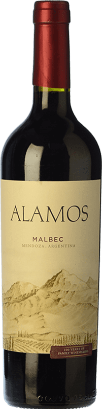 10,95 € 免费送货 | 红酒 Alamos 年轻的 I.G. Mendoza 门多萨 阿根廷 Malbec 瓶子 75 cl