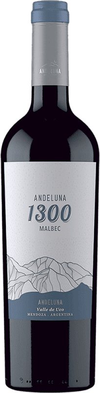 12,95 € 免费送货 | 红酒 Andeluna 1300 年轻的 I.G. Mendoza 门多萨 阿根廷 Malbec 瓶子 75 cl