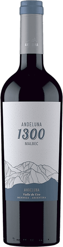 12,95 € Spedizione Gratuita | Vino Rosso Andeluna 1300 Giovane I.G. Mendoza Mendoza Argentina Malbec 75 cl