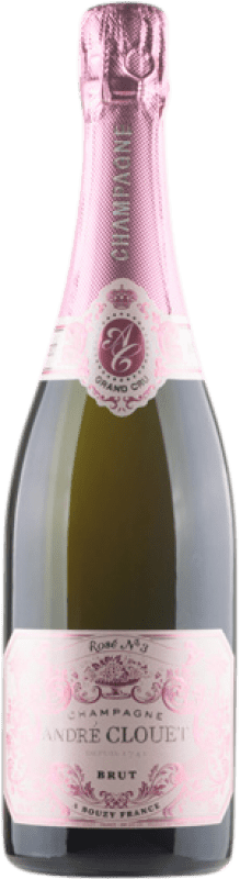 61,95 € 免费送货 | 玫瑰气泡酒 André Clouet Rosé Grand Cru 香槟 大储备 A.O.C. Champagne 香槟酒 法国 Pinot Black 瓶子 75 cl