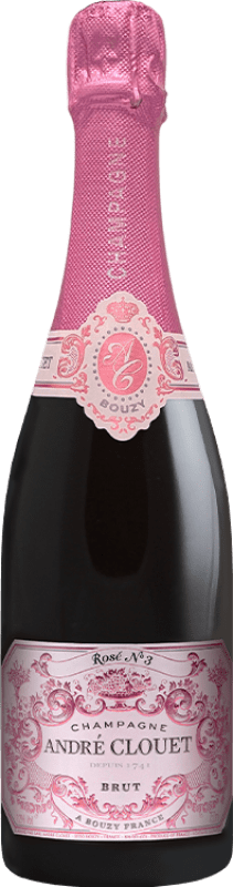 64,95 € Kostenloser Versand | Rosé Sekt André Clouet Brut — Herb Grand Cru Grosse Lage, Rosé Große Reserve — Lange Reifung A.O.C. Champagne Champagner Frankreich Pinot Noir — Spätburgunder Flasche 75 cl