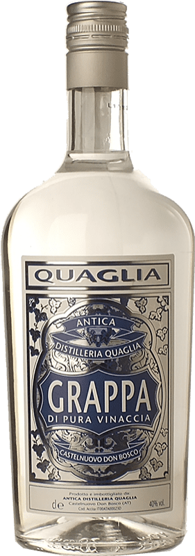 29,95 € Free Shipping | Grappa Quaglia Pura Vinaccia I.G.T. Grappa Piemontese Piemonte Italy Bottle 1 L