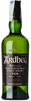 69,95 € 免费送货 | 威士忌单一麦芽威士忌 Ardbeg 艾莱 英国 10 岁 瓶子 70 cl