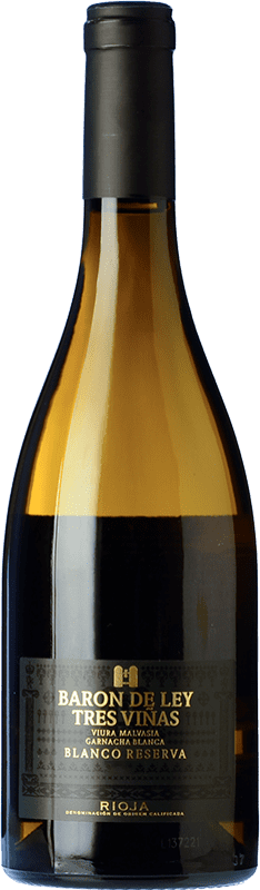 18,95 € Spedizione Gratuita | Vino bianco Barón de Ley 3 Viñas Riserva D.O.Ca. Rioja La Rioja Spagna Viura, Malvasía, Grenache Bianca Bottiglia 75 cl
