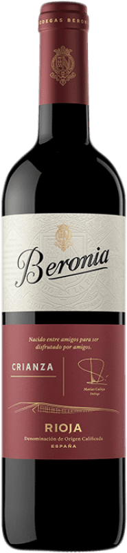 8,95 € Бесплатная доставка | Красное вино Beronia Crianza — Крианса D.O.Ca. Rioja Ла-Риоха Испания Tempranillo — Темпранильо, Garnacha — Гренаш, Graciano — Грасиано 75 cl