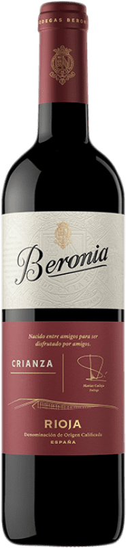 8,95 € Envoi gratuit | Vin rouge Beronia Crianza D.O.Ca. Rioja La Rioja Espagne Tempranillo, Grenache, Graciano Bouteille 75 cl