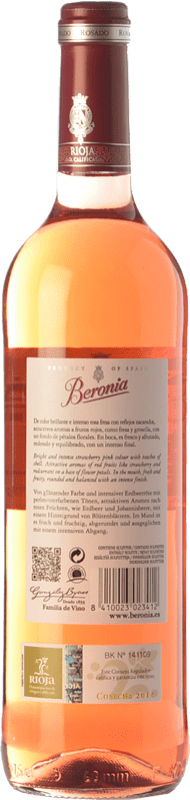 8,95 € Free Shipping | Rosé wine Beronia D.O.Ca. Rioja The Rioja Spain Tempranillo Bottle 75 cl