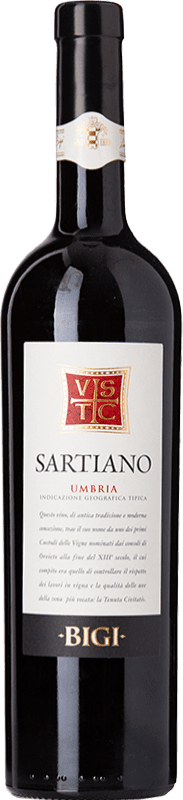 12,95 € Kostenloser Versand | Rotwein Bigi Sartiano I.G.T. Umbria Umbrien Italien Merlot, Sangiovese Flasche 75 cl