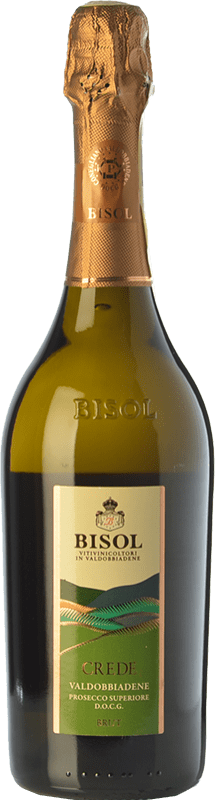 14,95 € 送料無料 | 白スパークリングワイン Bisol Crede Brut D.O.C.G. Prosecco di Conegliano-Valdobbiadene トレヴィーゾ イタリア Pinot White, Glera, Verdiso ボトル 75 cl