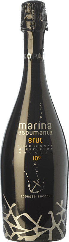 8,95 € Бесплатная доставка | Белое игристое вино Bocopa Marina Brut — брют D.O. Alicante Сообщество Валенсии Испания Macabeo — Макабео, Chardonnay — Шардоне, Merseguera — Мерсегера Бутылка 75 cl
