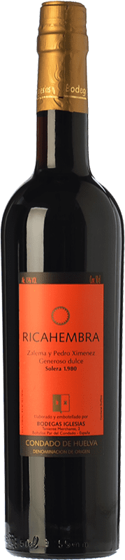 12,95 € Бесплатная доставка | Сладкое вино Bodegas Iglesias Ricahembra Solera 1980 D.O. Condado de Huelva Андалусия Испания Pedro Ximénez, Zalema бутылка Medium 50 cl