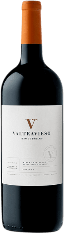 18,95 € Envoi gratuit | Vin rouge Valtravieso Crianza D.O. Ribera del Duero Castille et Leon Espagne Tempranillo, Merlot, Cabernet Sauvignon Bouteille Magnum 1,5 L