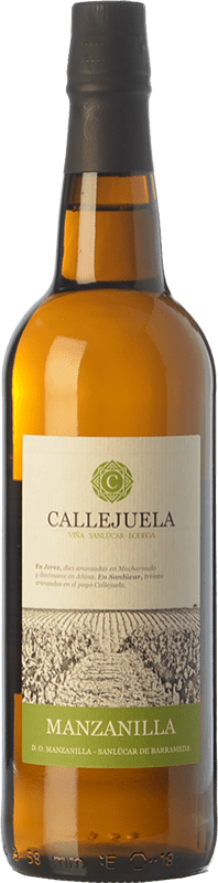 7,95 € Бесплатная доставка | Крепленое вино Callejuela Manzanilla Fina D.O. Manzanilla-Sanlúcar de Barrameda Андалусия Испания Palomino Fino бутылка 75 cl