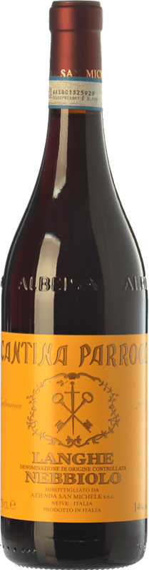 14,95 € Envio grátis | Vinho Tinto San Michele Cantina Parroco D.O.C. Langhe Piemonte Itália Nebbiolo 75 cl