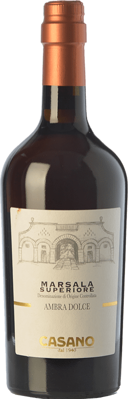 19,95 € Envio grátis | Vinho fortificado Casano Superiore Ambra Dolce D.O.C. Marsala Sicília Itália Insolia, Catarratto, Grillo Garrafa 75 cl