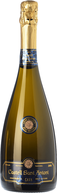 18,95 € Envio grátis | Espumante Branco Castell Sant Antoni Brut Nature — Bruto Natural Grande Reserva D.O. Cava Catalunha Espanha Macabeo, Xarel·lo, Chardonnay, Parellada 75 cl