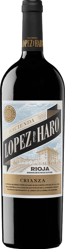 17,95 € 免费送货 | 红酒 Hacienda López de Haro 岁 D.O.Ca. Rioja 拉里奥哈 西班牙 Tempranillo, Grenache, Graciano 瓶子 Magnum 1,5 L