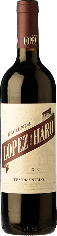 6,95 € Бесплатная доставка | Красное вино Hacienda López de Haro молодое D.O.Ca. Rioja Ла-Риоха Испания Tempranillo — Темпранильо Бутылка 75 cl
