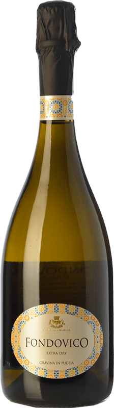 14,95 € Spedizione Gratuita | Spumante Bianco Colli della Murgia Fondovico I.G.T. Puglia Puglia Italia Malvasia, Moscato, Greco, Bianco d'Alessano Eco — Biologico Bottiglia 75 cl