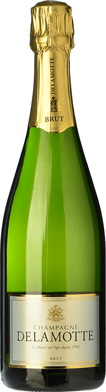 56,95 € Бесплатная доставка | Белое игристое вино Delamotte Brut — брют A.O.C. Champagne шампанское Франция Pinot Noir — Пино Нуар, Chardonnay — Шардоне, Pinot Meunier — Пино Менье 75 cl