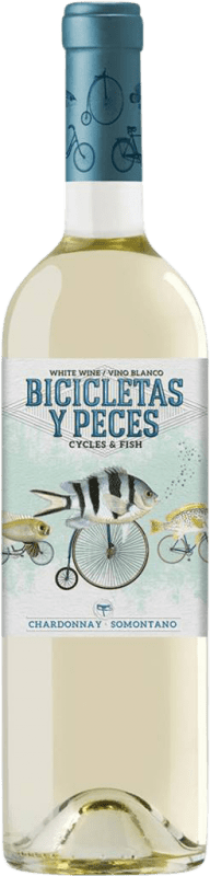 10,95 € Бесплатная доставка | Белое вино Family Owned Bicicletas y Peces D.O. Somontano Арагон Испания Chardonnay — Шардоне Бутылка 75 cl
