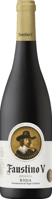 12,95 € 免费送货 | 红葡萄酒 Faustino V 珍藏 D.O.Ca. Rioja 拉里奥哈 西班牙 Tempranillo — 丹魄, Mazuelo — 马苏埃洛 75 cl