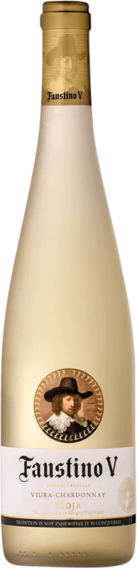 7,95 € 送料無料 | 白ワイン Faustino V 若い D.O.Ca. Rioja ラ・リオハ スペイン Viura, Chardonnay ボトル 75 cl