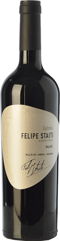 19,95 € 免费送货 | 红酒 Felipe Staiti Euforia 预订 I.G. Valle de Uco Uco谷 阿根廷 Malbec 瓶子 75 cl