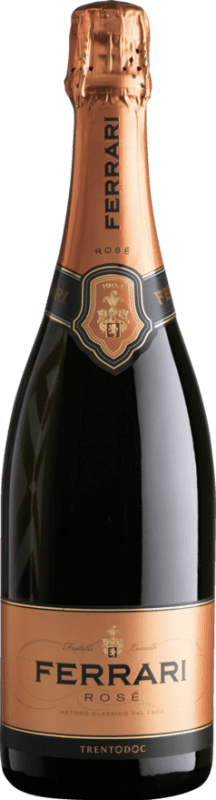 36,95 € Envío gratis | Espumoso Rosado Ferrari Rosé — Rosado Joven D.O.C. Trento Trentino Italia Pinot Negro, Chardonnay Botella 75 cl