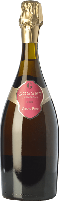 87,95 € Бесплатная доставка | Розовое игристое вино Gosset Grand Brut — брют Rosé — Розе Резерва A.O.C. Champagne шампанское Франция Pinot Noir — Пино Нуар, Chardonnay — Шардоне 75 cl