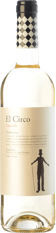 4,95 € Envío gratis | Vino Blanco Grandes Vinos El Circo Zancudo Joven D.O. Cariñena Aragón España Chardonnay 75 cl