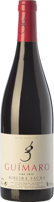 15,95 € 免费送货 | 红酒 Guímaro 年轻的 D.O. Ribeira Sacra 加利西亚 西班牙 Mencía, Sousón, Caíño Black 瓶子 75 cl