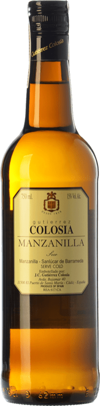 15,95 € Kostenloser Versand | Verstärkter Wein Gutiérrez Colosía D.O. Manzanilla-Sanlúcar de Barrameda Andalusien Spanien Palomino Fino Flasche 75 cl