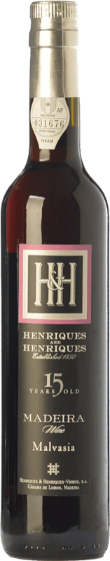 47,95 € Envio grátis | Vinho fortificado Henriques & Henriques Malvasia 15 I.G. Madeira Madeira Portugal Malvasía Garrafa Medium 50 cl