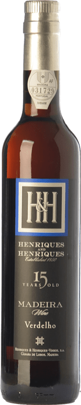 37,95 € Бесплатная доставка | Крепленое вино Henriques & Henriques 15 I.G. Madeira мадера Португалия Verdejo бутылка Medium 50 cl
